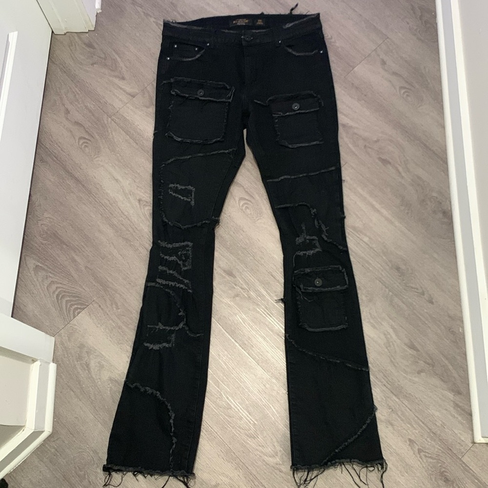 Majestik Black Jeans | Flare Bottom Style | Stacked fit | Size 34 Slim